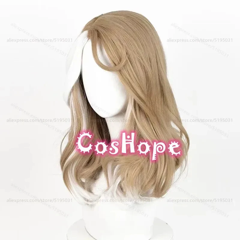 e,4;v'6\k/Barmaid Demi Bourbon 42cm Medium Long Linen Gold White Highlights Wig Cosplay Anime Heat Resista5;g'8.n/3\ view 5