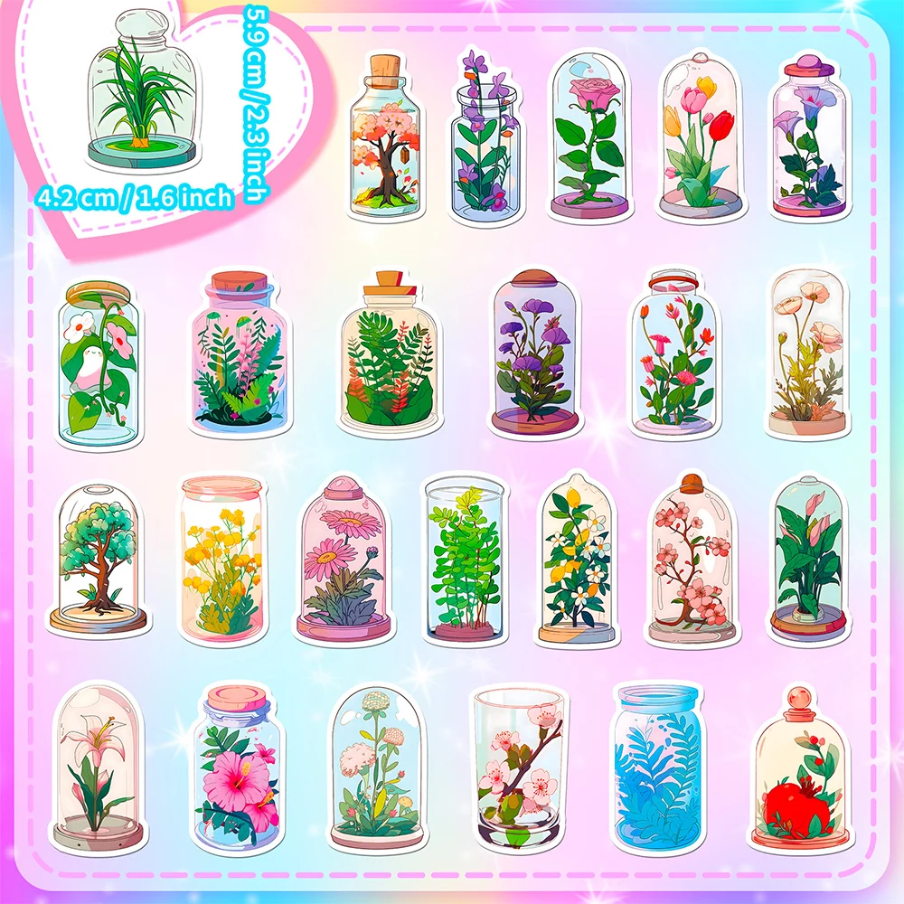 10/30/50pcs Cute Bottle Plant Flowers Aesthetic Cartoon Stickers Decal Laptop Notebook Phone Suitcase Decoration Sticker Kid Toy