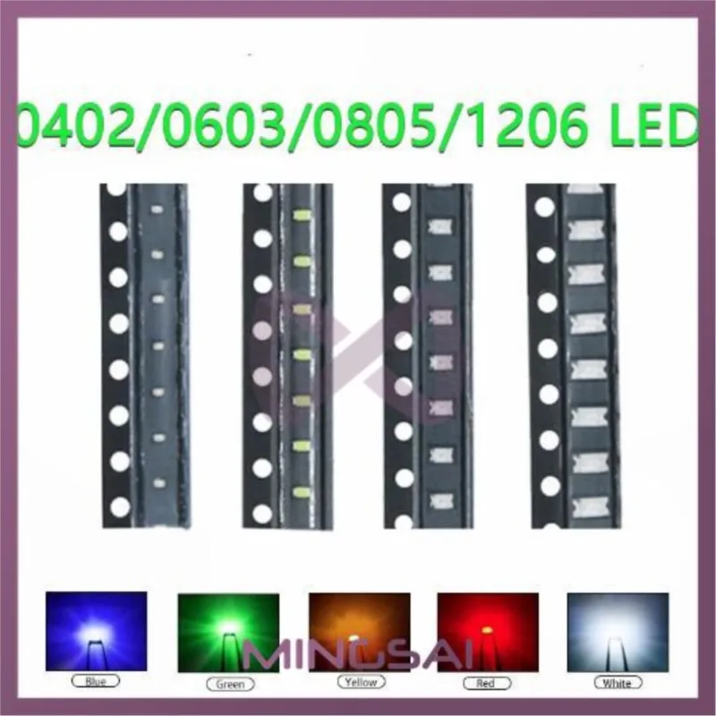 

100pcs/lot 0603 0805 1206 3528 5730 smd led Red Yellow Green White Blue light emitting diode Clear purple LED Light Diode