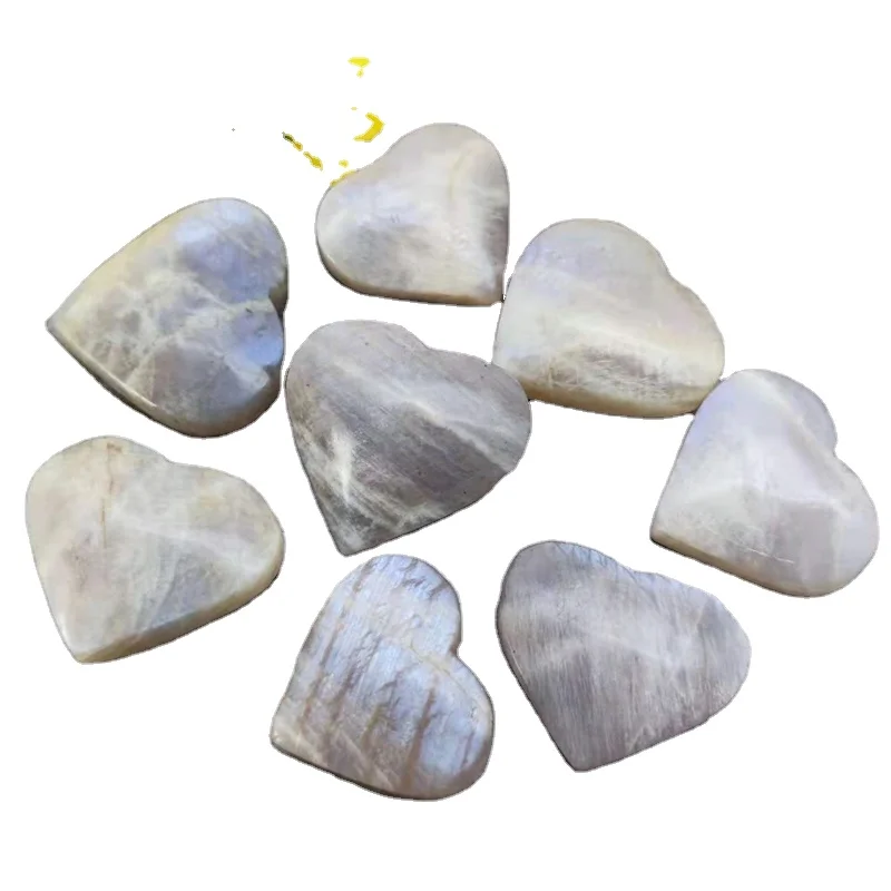 Wholesale natural crystal crafts high quality moon stone heart hand carved home furnishings gift and sale