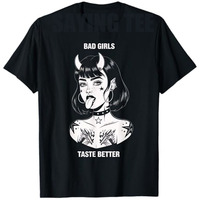 Bad Girls Taste Better Tattoo Devil Halloween Men Women T-Shirt Best Gift for Bad Girl Lovers Awesome Saying Tee Graphic Outfit