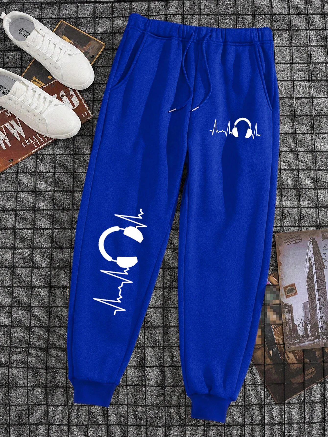 

Ecg Earphone Music Male Famale Pants Warm Jogging Tracksuit Pocket Running Sweat Pants Leggings Jogger Baggy Gym Trouser Couple