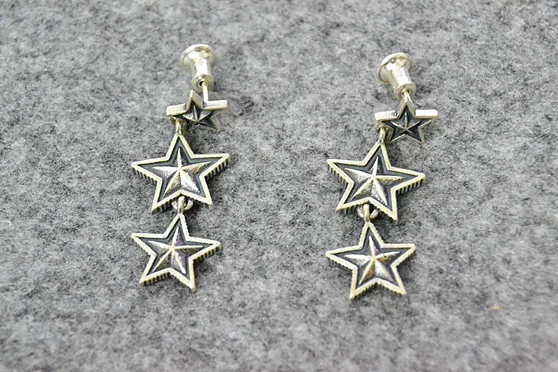 925 sterling silver five pointed star earrings for women's fashion Thai silver trend nightclubs, star earrings, simple and perso