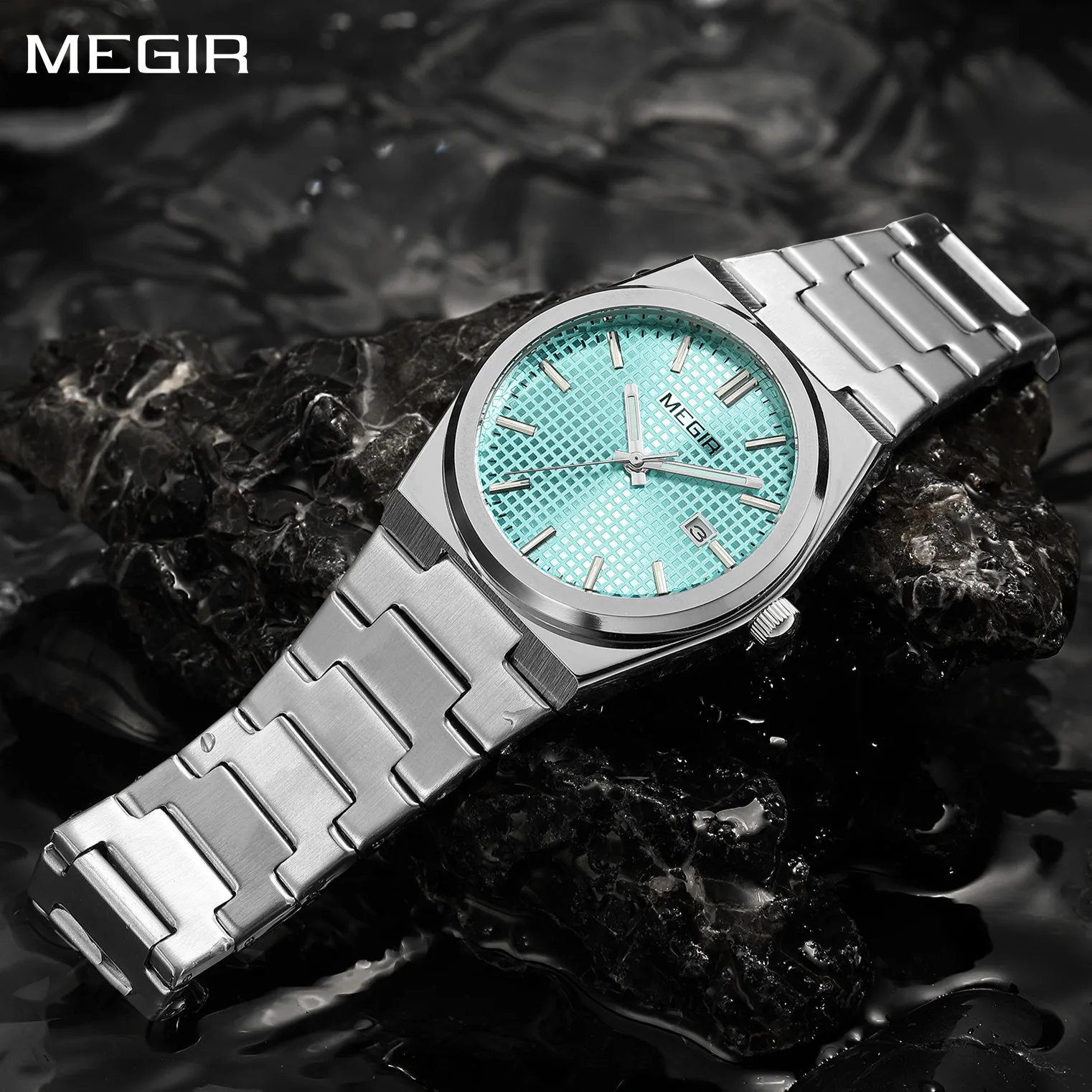 MEGIR موضة ساعة كوارتز رياضية رجال الأعمال الفاخرة ساعات المعصم عادية مقاوم للماء ساعة مضيئة تاريخ Relogio Masculino 1086 #1