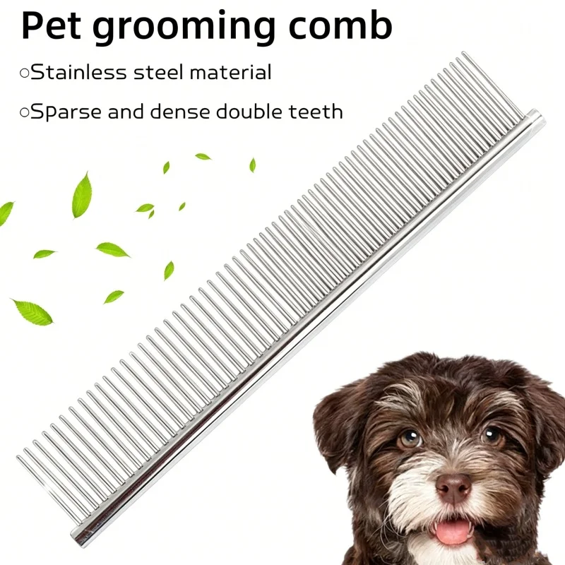 Stainless Steel Pet Grooming Comb Double Sided Professional Dog Cat Dematting Tool for Loose Hair Tangles Detangler