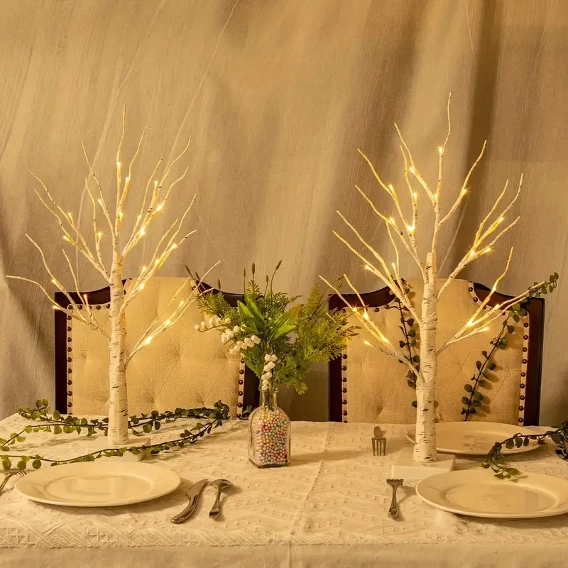 1PC 24 LEDS Birch Tree Light USB Battery Power Twinkling Tree Fairy Tree Lamp For Party Bedroom Christmas Outdoor Decoration