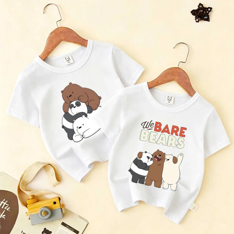 

We Bare Bears Children Summer White T-Shirt Cartoon Tops Kid Boy Girl Kawaii Bears Tee Shirts Casual Clothes Birthday Gift 2026
