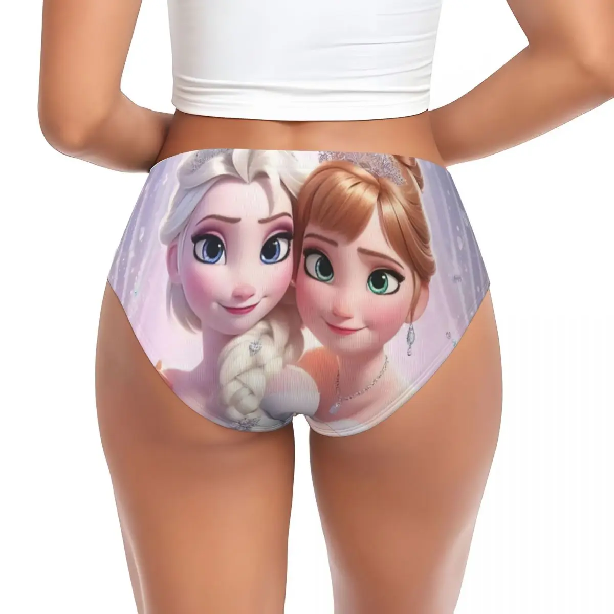 Custom Womens Frozen Plush Elsa Anna Princess Best Friend Brief Panties Female Stretch Underwear Underpants
