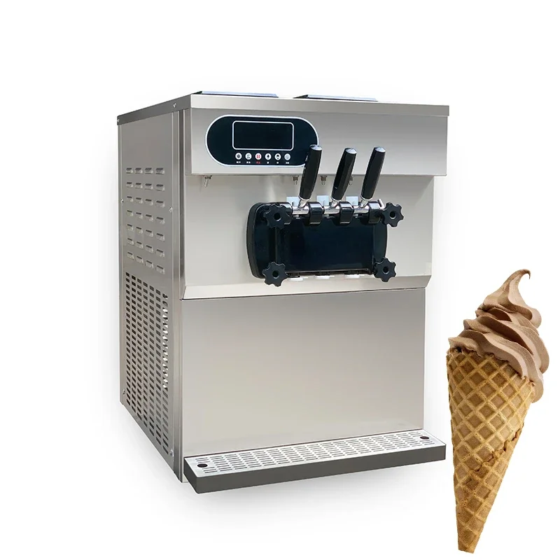 Factory Customized 22 25L/H 3 flavors desktop standing soft ice cream Machine  roll manual ice cream maker machine