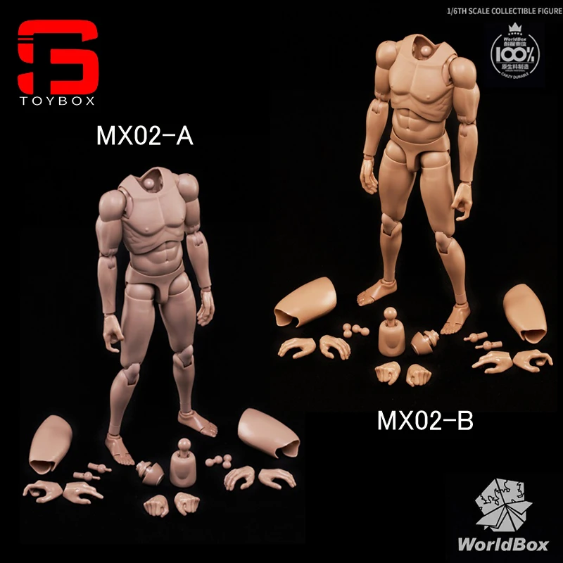 Em estoque MX02-A/B 1/6 europeu pele asiática figura de ação masculina boneca 12 ''super flexível corpo articulado caber 1:6 cabeça esculpir modelo brinquedo