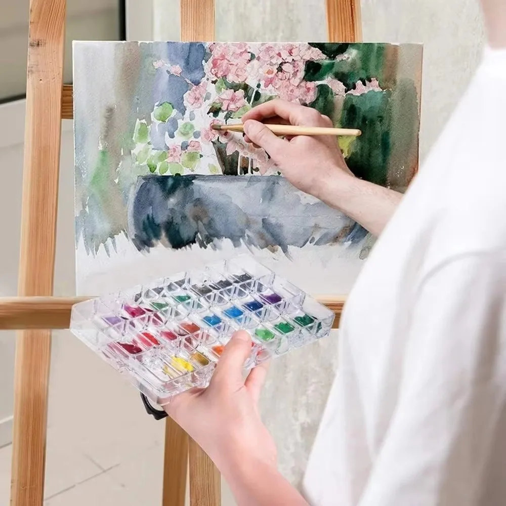 12/24/36 Wells Paint Palette Tray Half Pans Airtight Leakproof Watercolor Painting Pallet Portable Empty Watercolor Palette Box