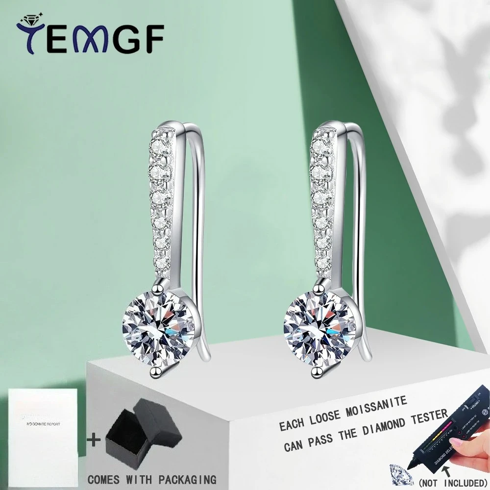 

Серьги-капли TEMGF из стерлингового серебра S925, 5 мм, серьги-гвоздики с муассанитом/цирконом для женщин и девочек, сверкающие ювелирные изделия, изысканные подарки на день рождения