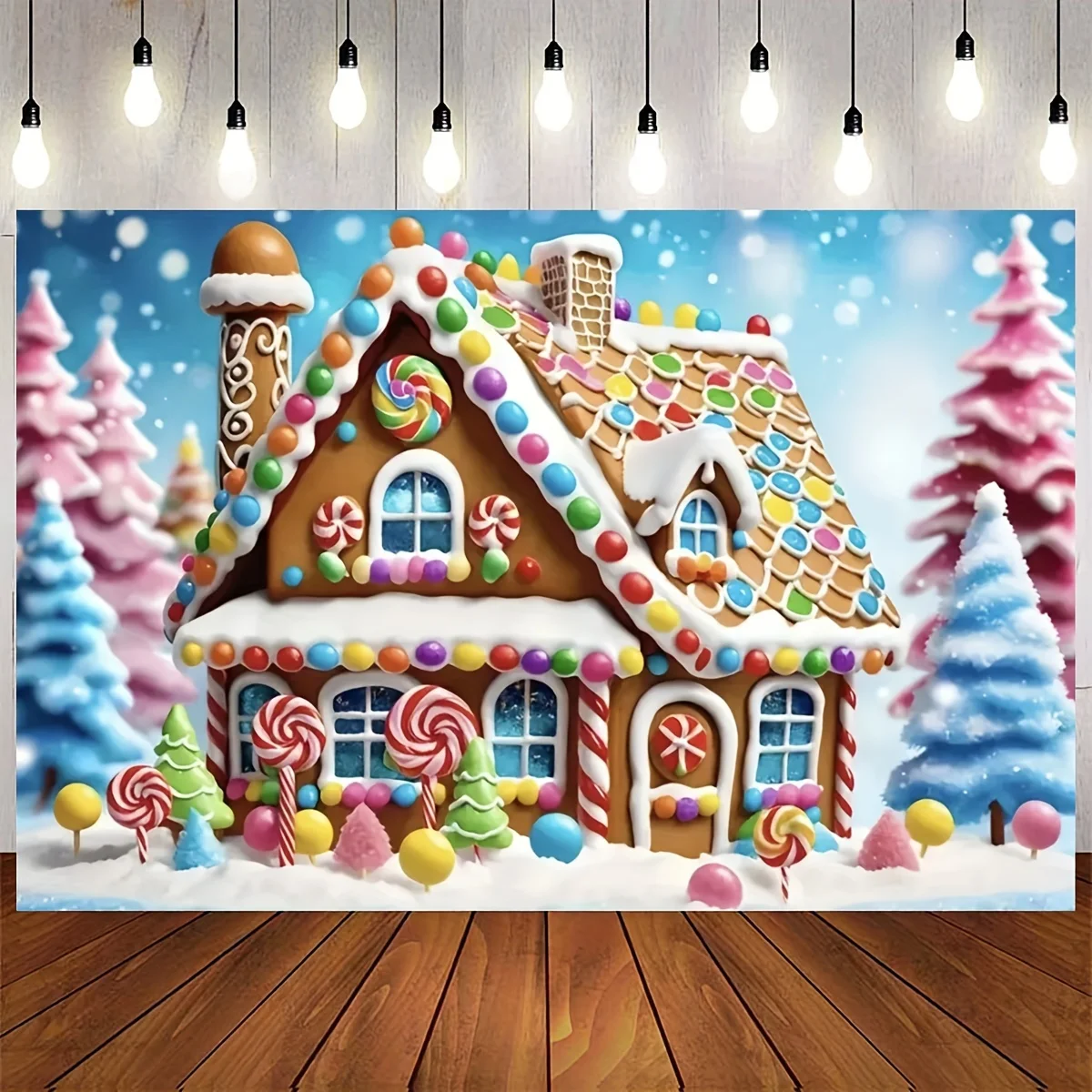 Merry Christmas Gingerbread House Background Cloth - The Perfect Choice for Christmas Eve Party Decoration and Candy World Scene