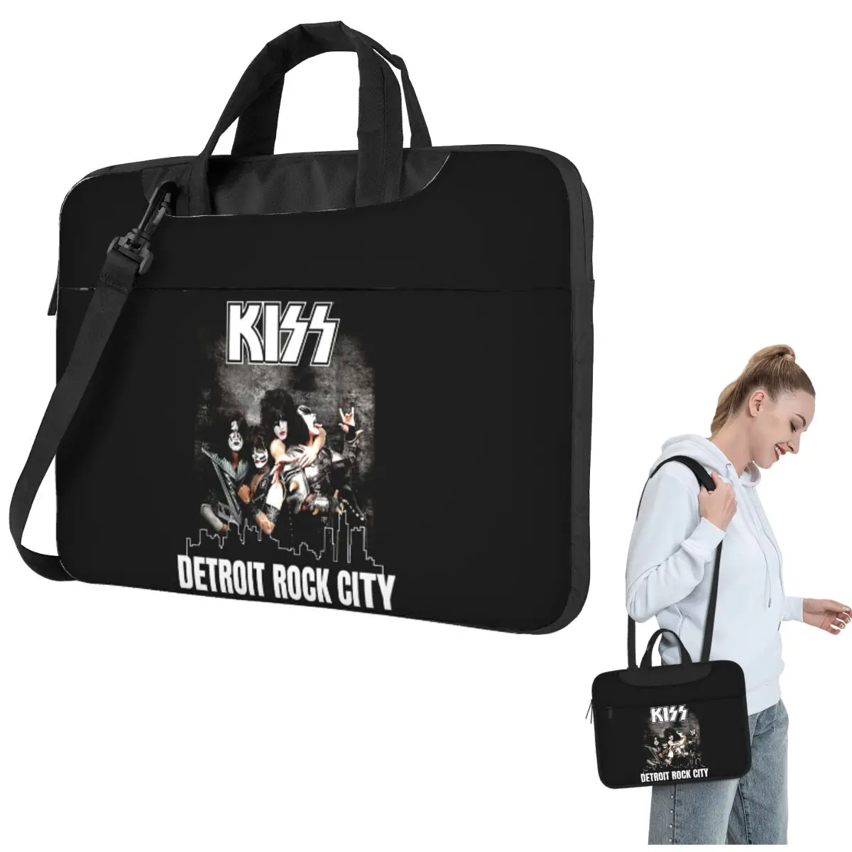 

Kiss Band Detroit Rock City Crossbody Laptop Bag Case Computer Bag 13 14 15.6 Inch Notebook Pouch for Lenovo