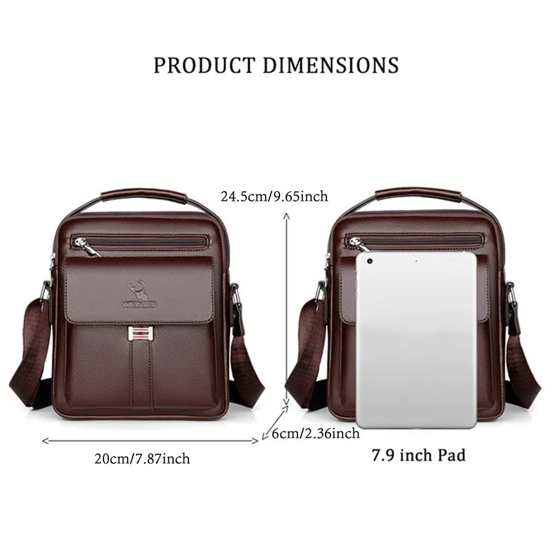 High Quality Men Shoulder Bag Men PU Leather Flaps Men\'s Crossbody Bags Business Flap Male Solid Messenger Bag Travel Bag