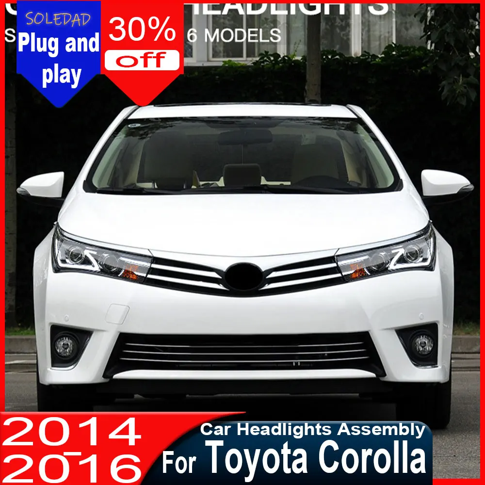 

headlights For Toyota Corolla 2014 2015 2016 LED Head Design Headlight Upgrade DRL Bi Xenon Front Lamp Accessories Plug and play