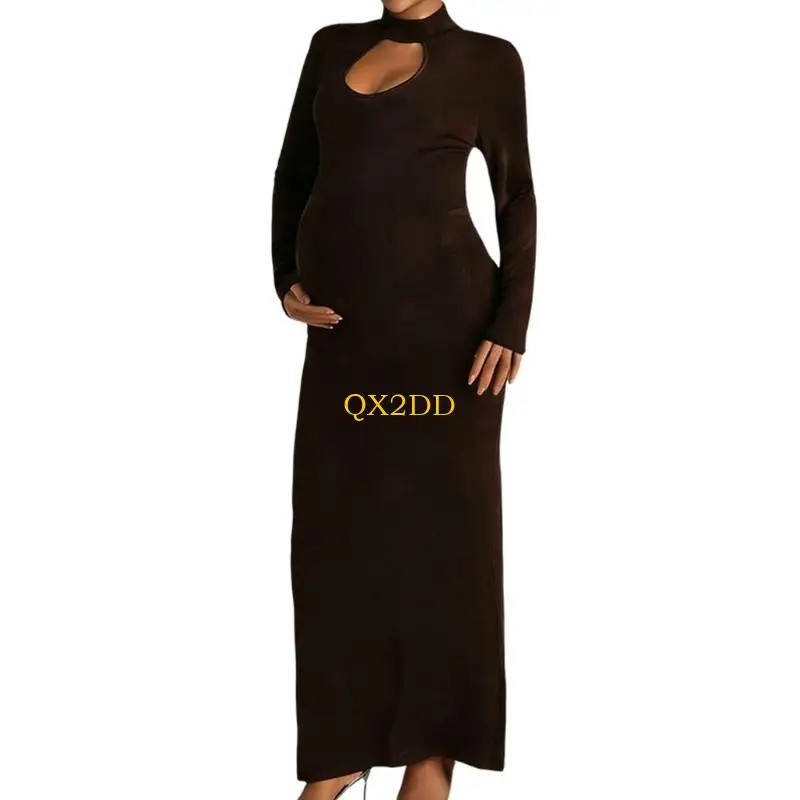 qx2d-long-sleeve-dress-for-pregnancy-women-breathable-polyester-fabric-maxi-dress