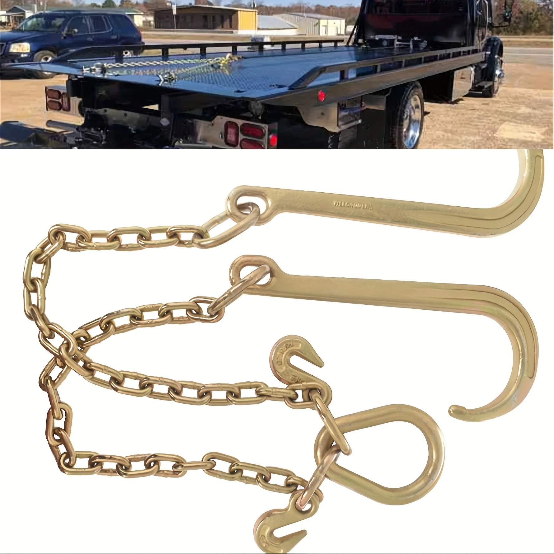 

"Say Goodbye to Broken Chains! 5/16X2ft Trailer Chain Set with Lock Hook | 300% More Wear-resistant Than The Original V-chain | Quick Installation In 30 Seconds"