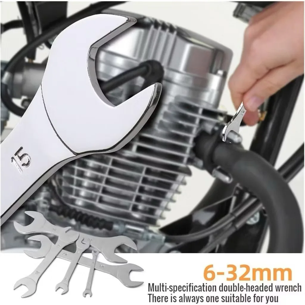 Premium Stainless Steel Open-End Wrench Tool with a Diameter of 6-36mm, Dual Use Combination Hexagonal Wrench Hardware Supplies