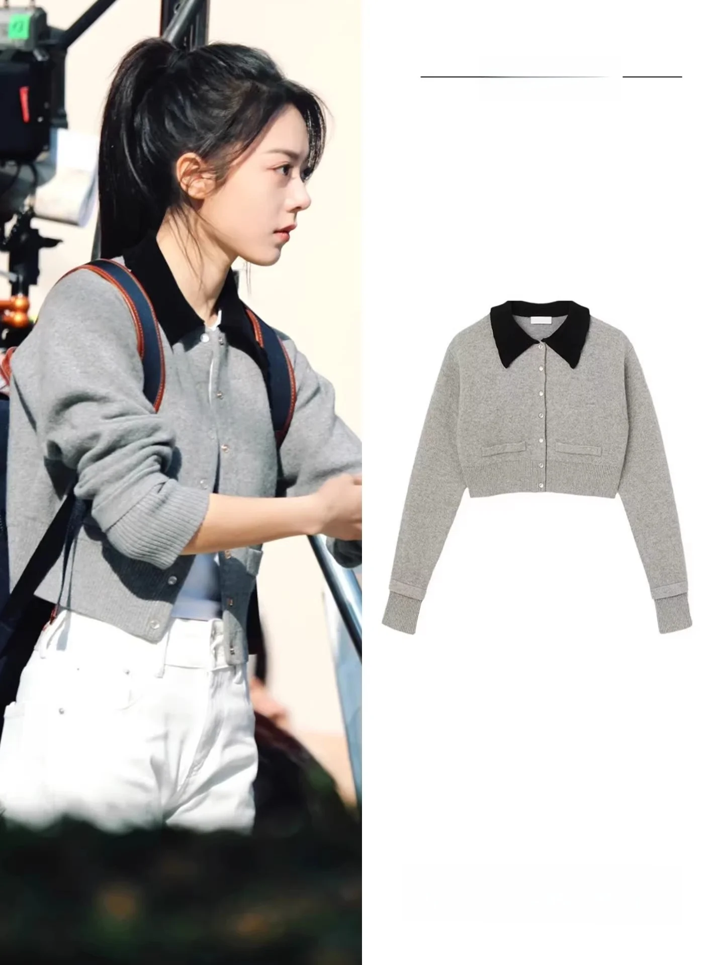 

Zhaojinmai Women's ort Knitted Open Cardigan Collared Sweater Celebri Sle Commute Simple Slim Fit Medium Thin