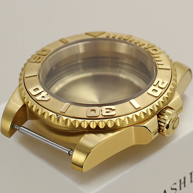 Gold 40mm Sapphire Glass Watch Case Waterproof For NH35 NH36 NH34 NH38 Miyota8215 Eta2824 Movement Watch Parts 28.5mm Dial Yacht