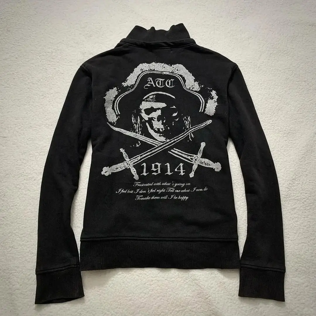 

Subculture Long Sleeve Hooded Y2K Jacket Women Casual Harajuku Punk Style American Vintage Coat Slim Fit Autumn Streetwear