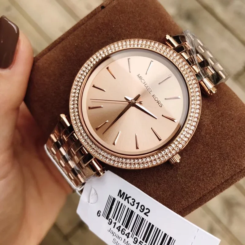 Michael Kors MK-3192 Women Waterproof Quartz Watch Diamond Inlaid Design Stainless Steel Wristwatch Exquisite Gift For Ladies