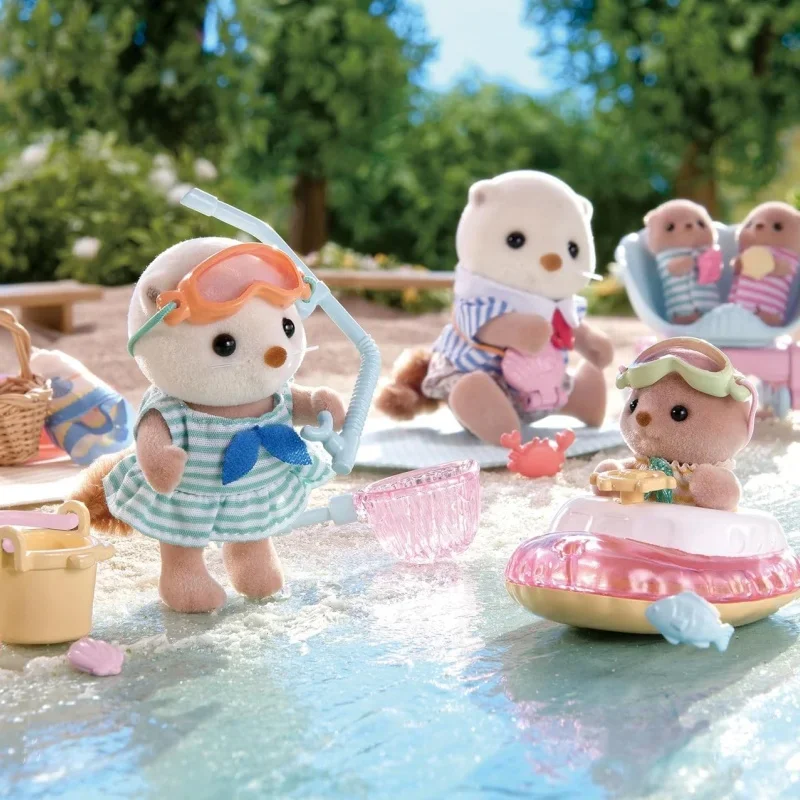 Genuine Forest Family Sea Otter Family Set A Et Anime Girl Pvc Figures Toy Figurine Room Decoration Birthday Gift Toys