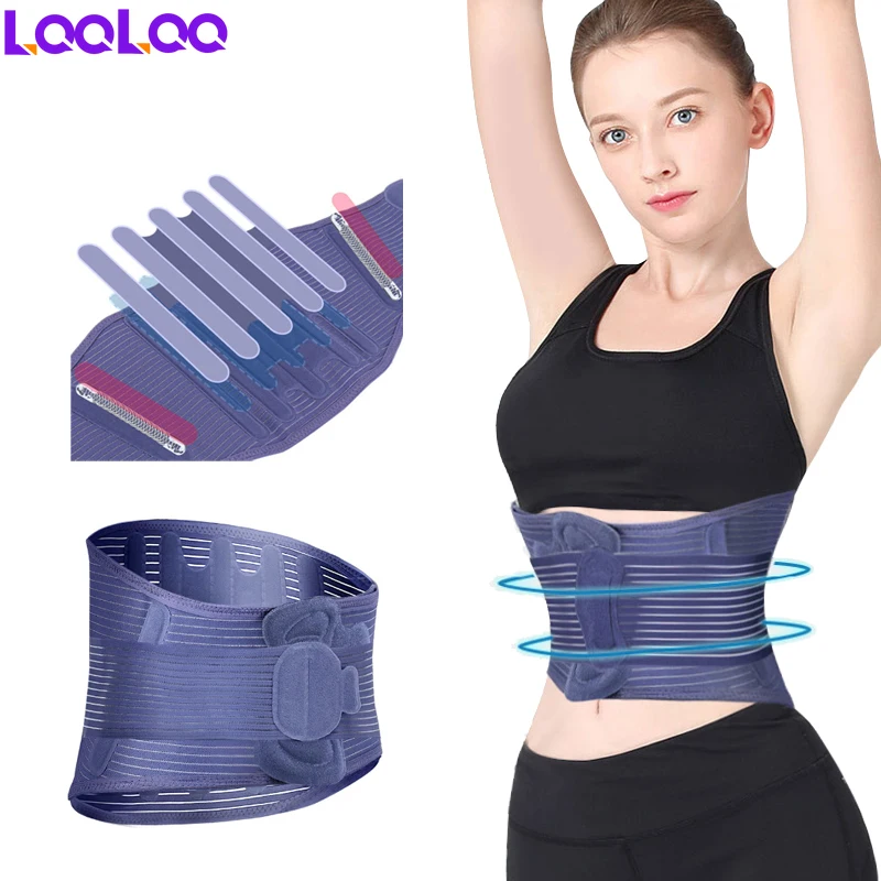 1Pcs Back Support Brace for Pain Relief of Back, Adjustable Lumbar Support with Spring Stabilizers, Mesh Waist Wrap for Injury