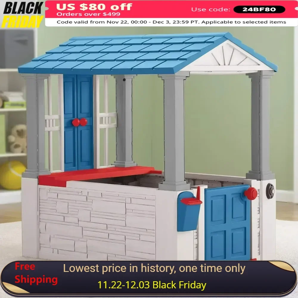 Playhouse, Includes Mailbox, Tabletop, and Working Doorbell, Ideal for Both Indoor and Outdoor Environments, Kids Playhouse