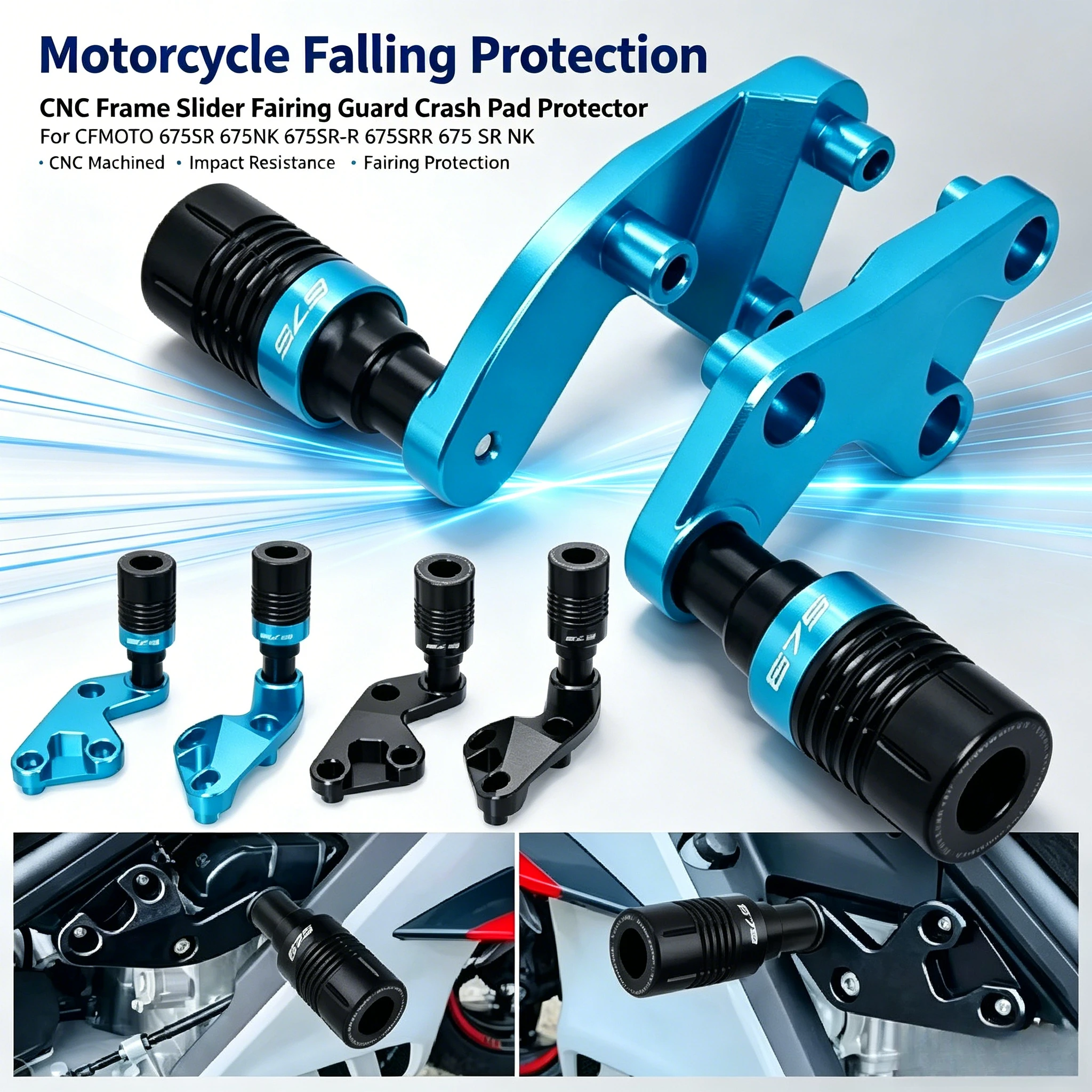 Motorcycle Falling Protection CNC Frame Slider Fairing Guard Crash Pad Protector For CFMOTO 675SR 675NK 675SR-R 675SRR 675 SR NK