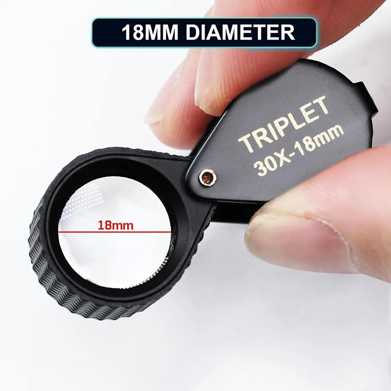 Top Deals 30X Jewelers Loupe Magnifier Foldable Jewelry Magnifier Eye Loop 18Mm Optical Glass Lens With Lanyard Hole