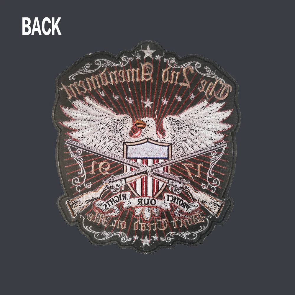 Double Guns Embroidery Patches USA Eagle America PROTECT OUR RIGHTS for Jacket back vest Motorcycle Club Biker Size 27*30cm