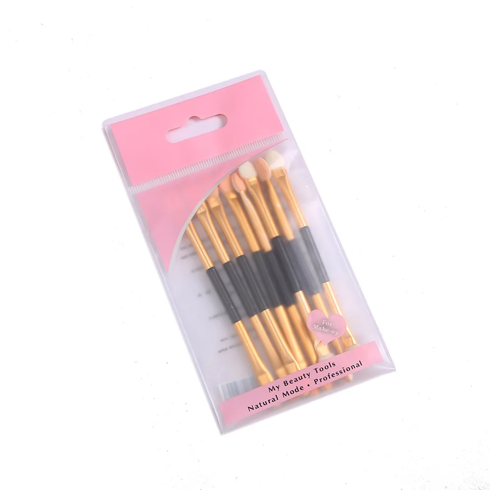 8Pcs Eyeshadow Applicator Pro Sponge Double Ended Make Up Supplies Portable Eye Shadow Brushes Nail Mirror Powder Brush