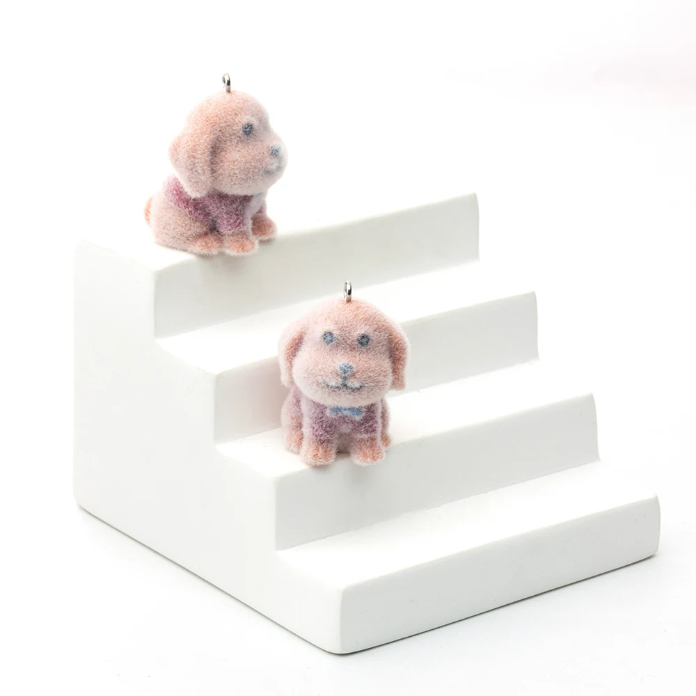 20PCS Resin Flocking yellow Dog Charms Plush Animal Doll Pendant for Necklace Keychain Making DIY Jewelry Accessories Wholesale