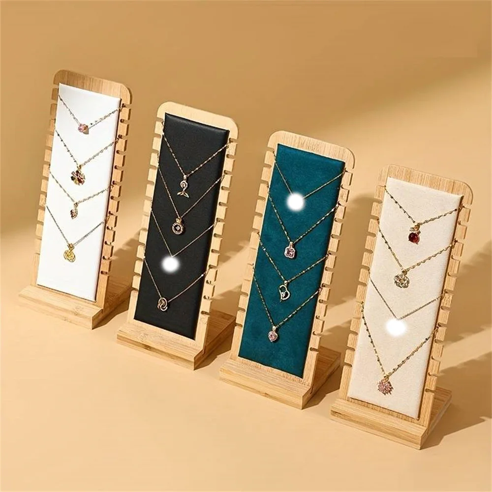 12 Hole Necklace Holder Solid Wood Bamboo And Wood Rack Necklace Display Rack Long Chain Pendant Necklace Organization Rack