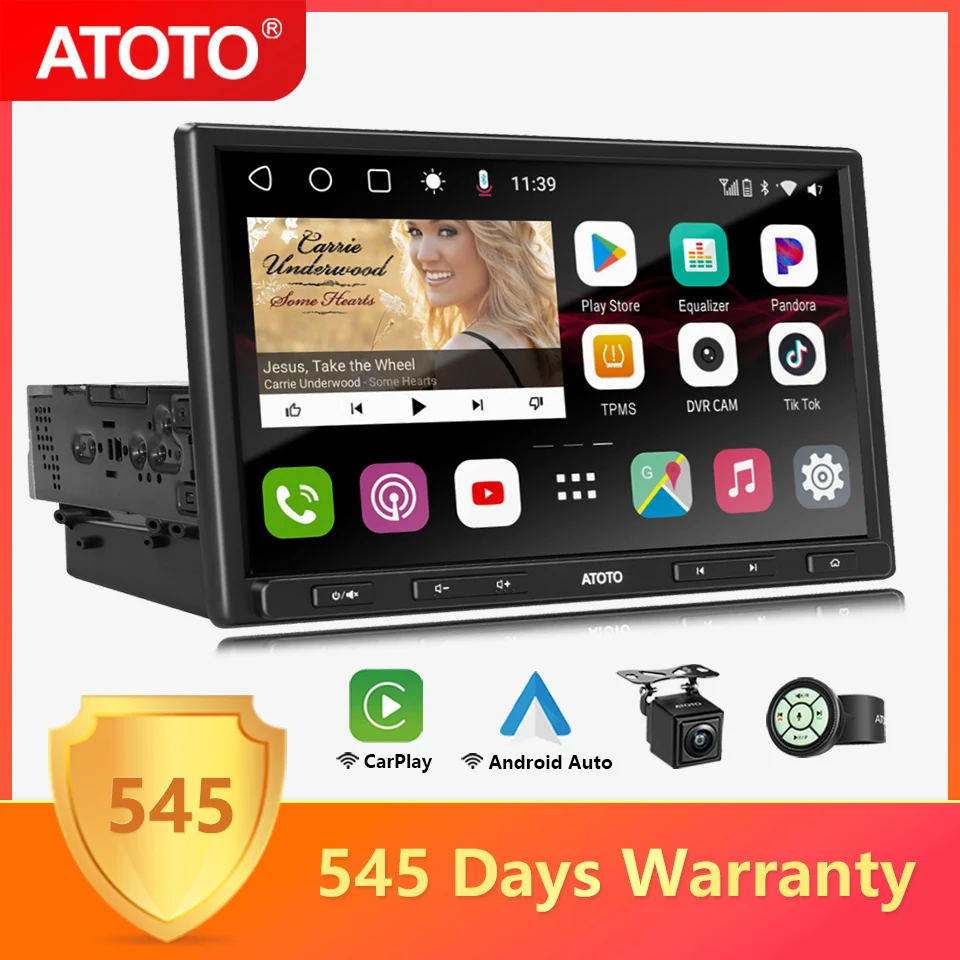 ATOTO S8 AIO 10 inch Single 1 Din Android Car Stereo 4G LTE Dual BT Bluetooth 36-B EQ CarPlay Android Auto Screen 1Din Car Radio