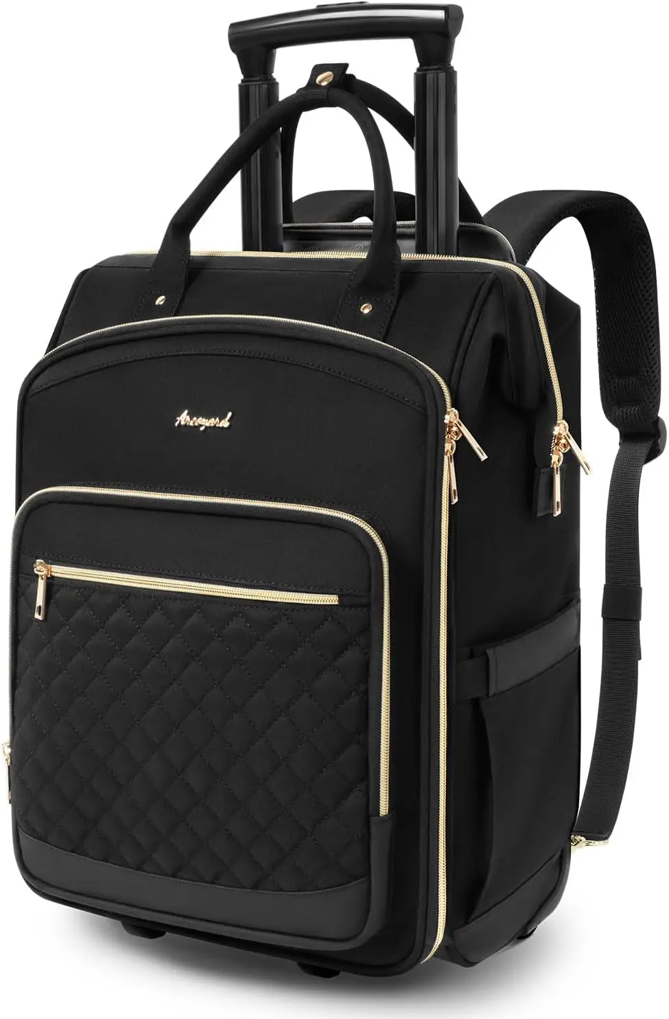 

Rolling Backpack with Wheels, 15.6" Laptop, Carry On, Black