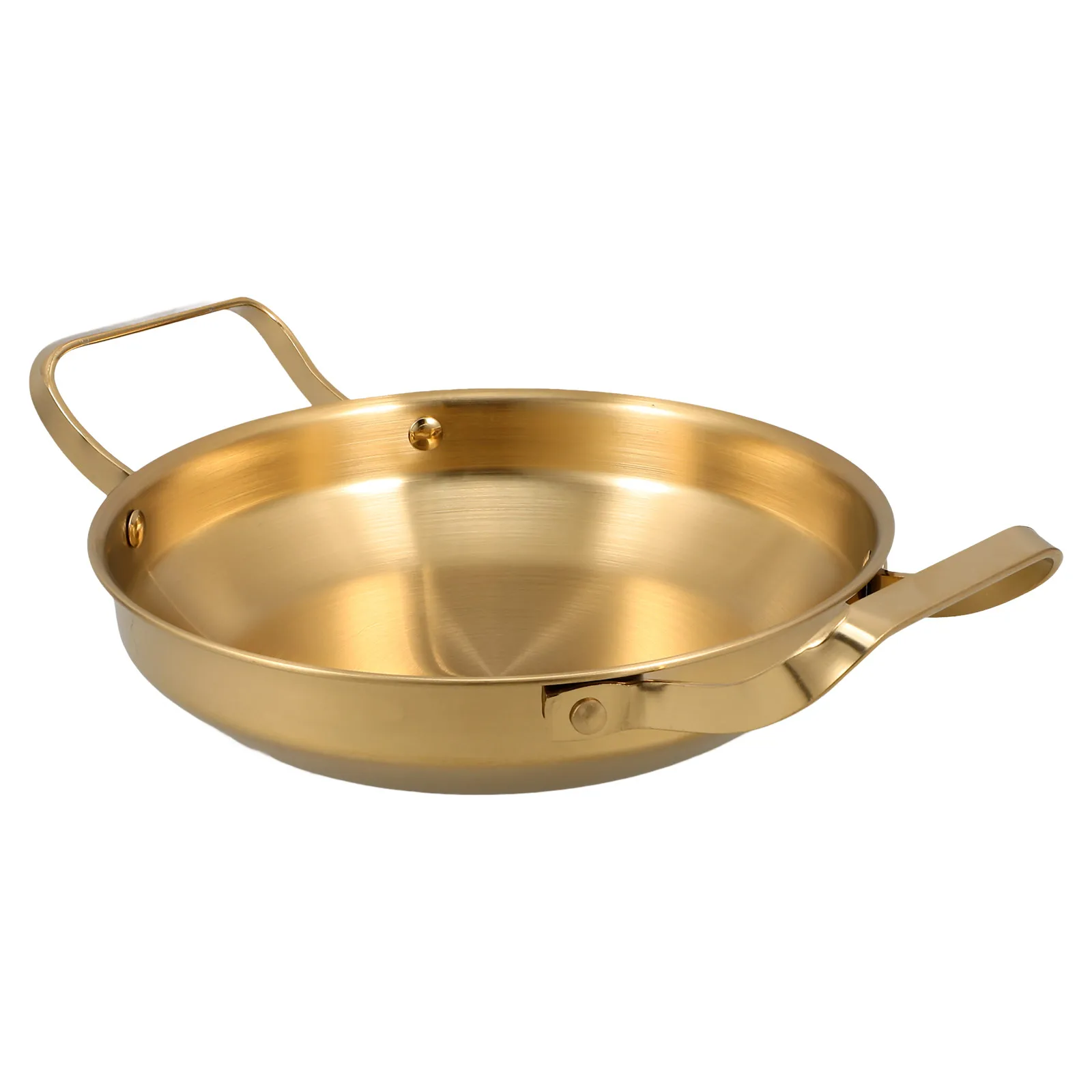 

Stainless Steel Dry Pot Korean Ramen Noodle Cooking Pan Double Handles 304 Material Easy Clean Metal Kitchen Appliances
