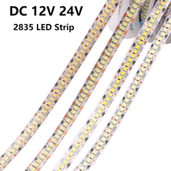 SMD 2835 유연한 LED 리본 다이오드 테이프, 12V, 24V, 120, 240, 480LED/m 방수 램프 라이트 스트립, 방 장식용