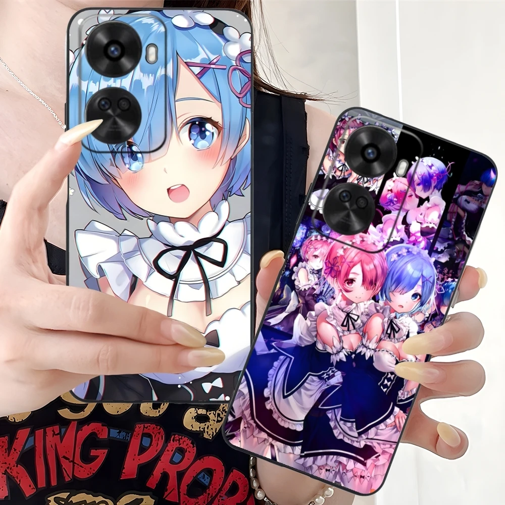 Re Zero Rem Girl Mobile Cell Phone Case for Huawei Nova 12 11 10 9 8 7 Pro SE 5G Black Soft Phone Cover Shell