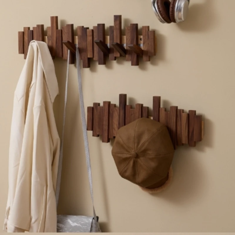 

Solid Wood Clothes Hook, Wall-Mounted Entryway Coat Rack, Door Hanging Organizer, Piano Key Design Wall Hook for Home