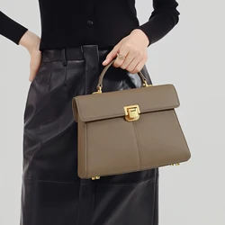 ITAMOOD 27cm Women's Genuine Leather Handbag with Adjustable Strap Women Large Capacity Multi-Purpose Shoulder Bag for Daily Use