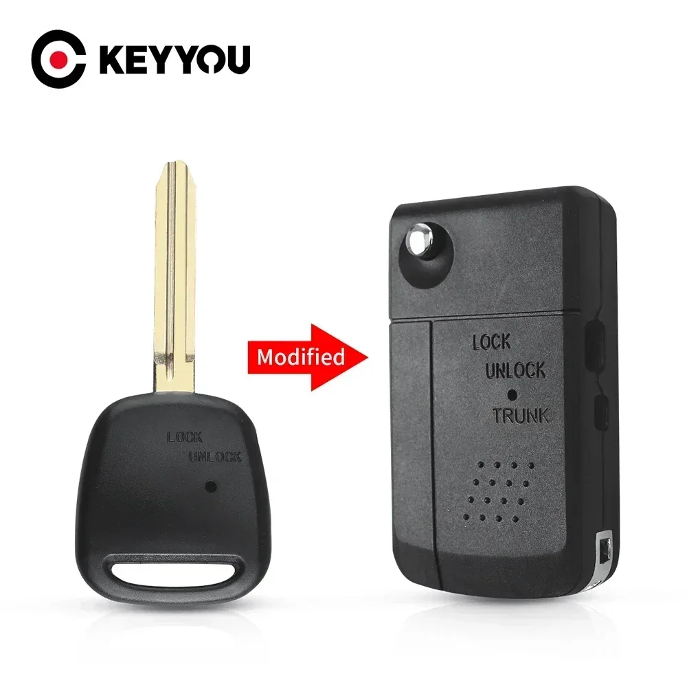 

KEYYOU 2PCS 2 Side Buttons TOY43 Modified Flip Remote Key Shell For Toyota Carina Estima Harrier Previa Corolla Celica
