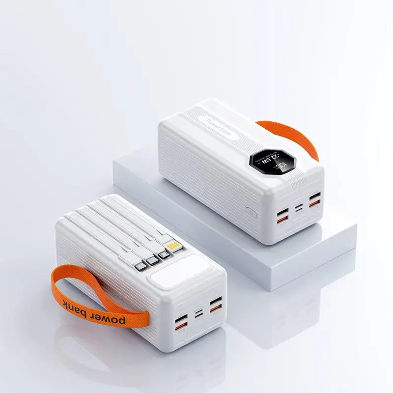 50000mAh 4 USB-Anschlüsse Campinglampe Powerbank, Eingebautes Kabel LED-Laterne, Tragbares Outdoor-Ladegerät für Nachtmarkt Angeln