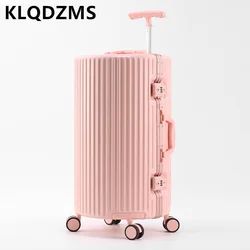 KLQDZMS Women's Luggage 20 Inch Aluminum Frame Boarding Box Men's PC Trolley Case 24 Anti-fall Anti-scratch Cabin Suitcase