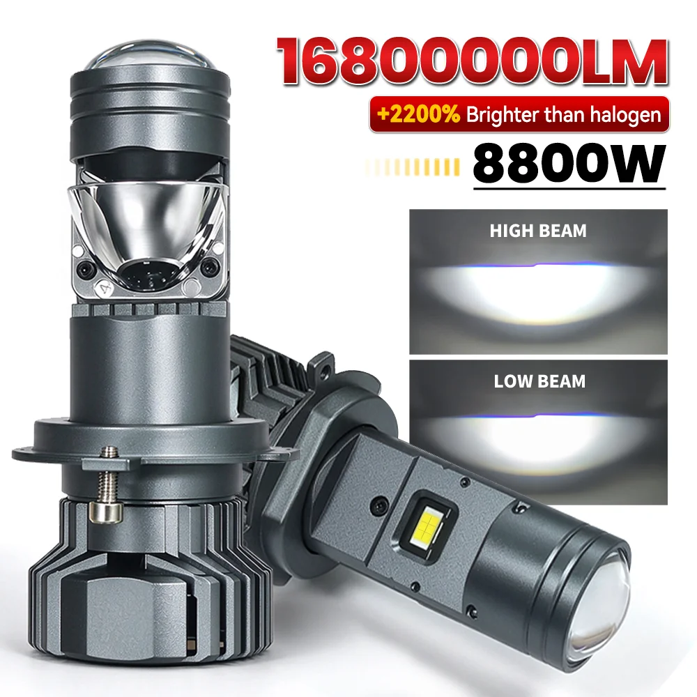 8800W H4 LED Projector Lens 16800000LM Plug&Play Car/Moto Bulb Canbus Auto Headlight Turbo Lamp Dual High Low Beam 12V 24V