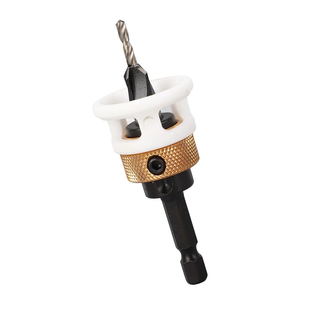4 Flute Countersink Drill Bit Adjustable Depth Stop Carbide Tipped Carbide Countersink Drill Bit Non-Slip Grip Low Friction
