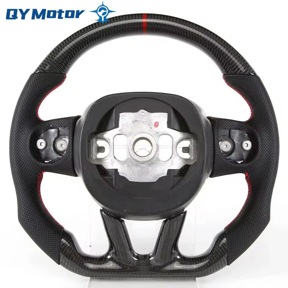 Heated Real Carbon Fiber Steering Wheel Perforated Leather For Dodge Challenger Charger SRT HELLCAT 2015‑2022