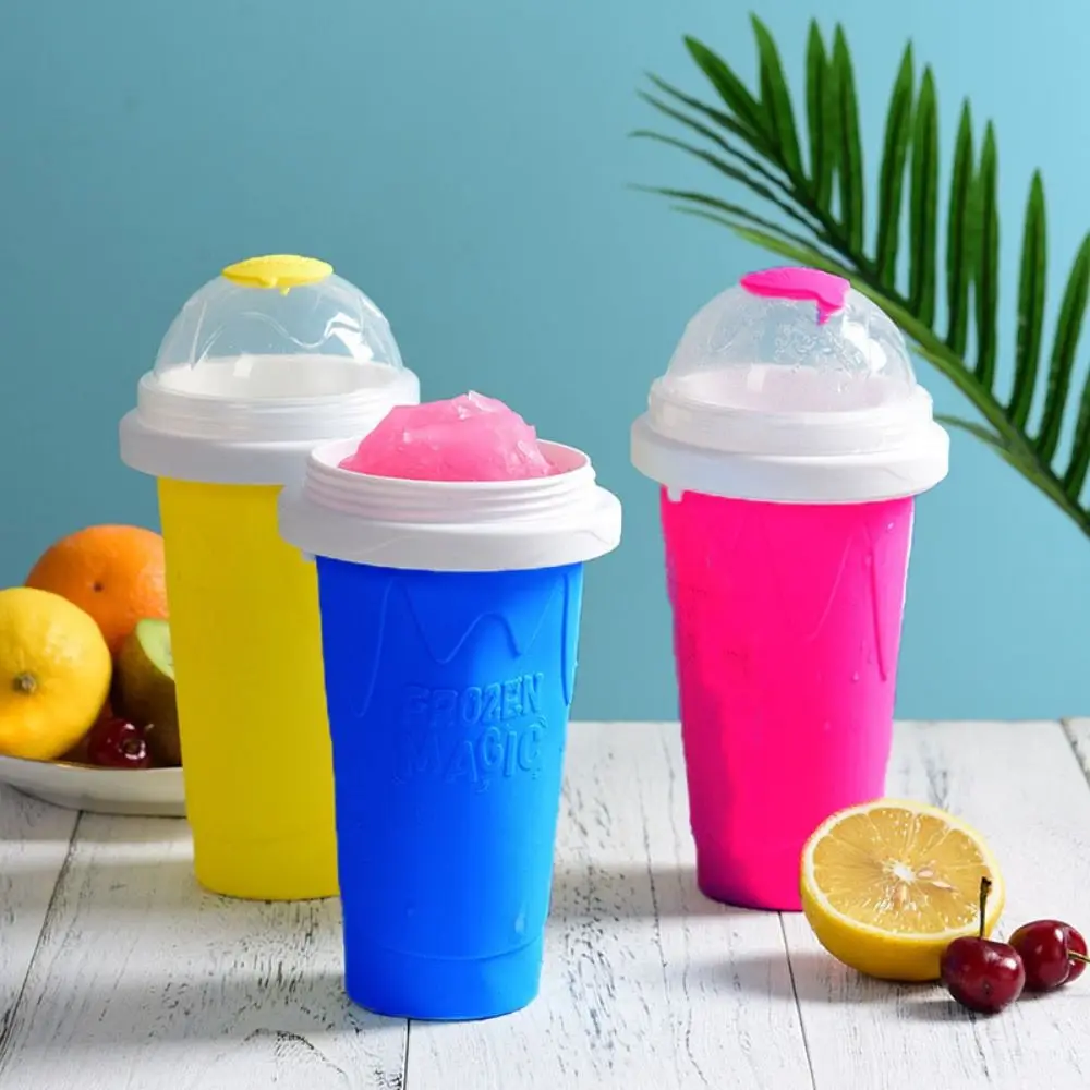 

Creative Silicone Smoothies Squeeze Cup Quick-Frozen Large Capacity Ice Cream Maker Cups with Lid Slushy Maker Cup Kitchen